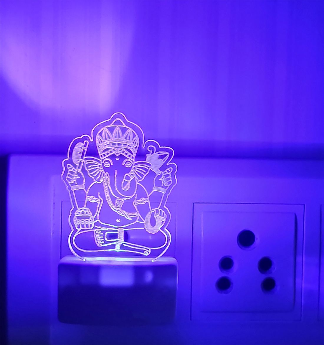 HOMETALES Shri SiddhiVinayak Ganpati LED 3D Illusion Home Decor Multi Color Night Light Night Lamp Multi - Pack of 1