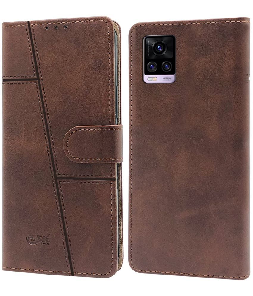     			NBOX - Brown Flip Cover Compatible For Vivo Y73 ( Pack of 1 )