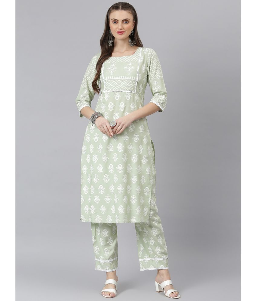     			Stylum - Mint Green Straight Rayon Women's Stitched Salwar Suit ( Pack of 1 )