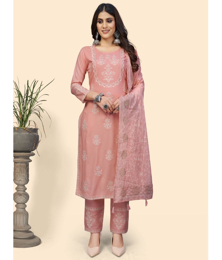     			Vbuyz - Pink Straight Rayon Women's Stitched Salwar Suit ( Pack of 1 )