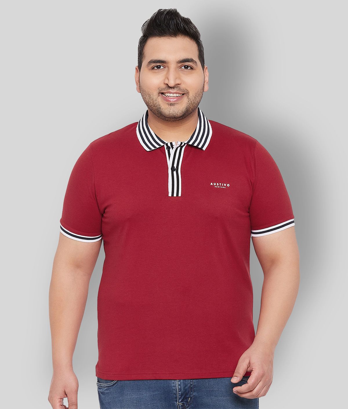     			AUSTIVO - Red Cotton Blend Regular Fit Men's Polo T Shirt ( Pack of 1 )