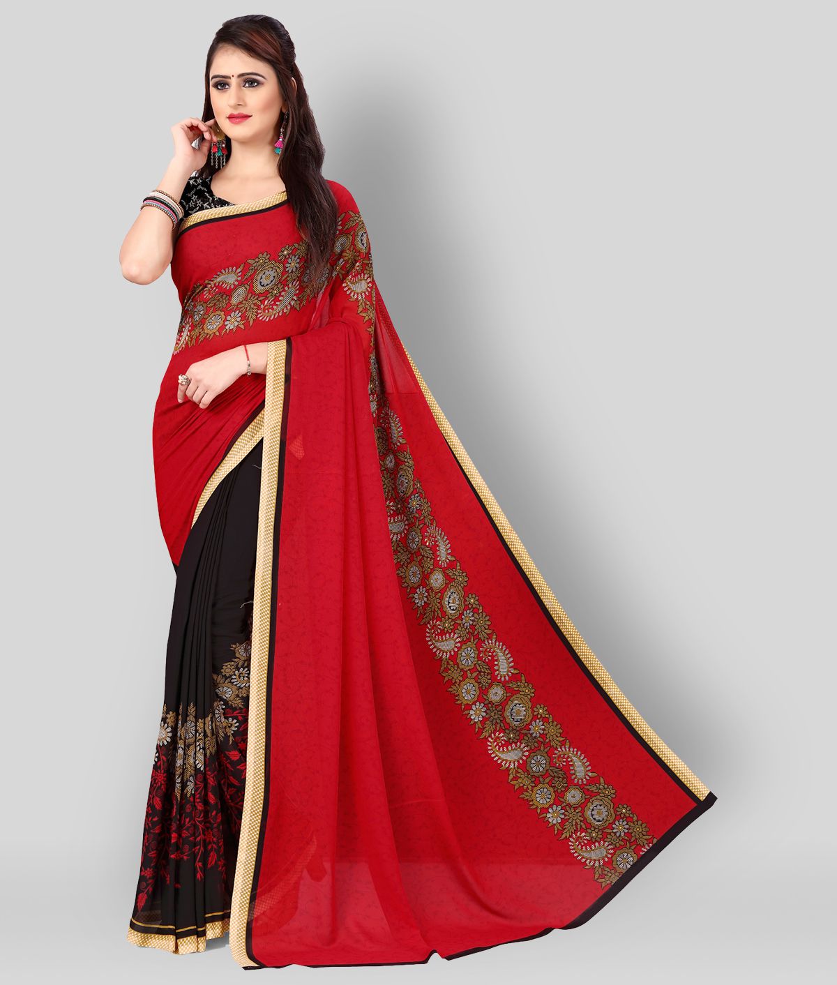     			Anand Sarees - Multicolor Georgette Saree With Blouse Piece (Pack of 1)