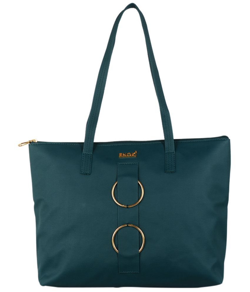     			Enoki Tote Bag Faux Leather Set of 1 ( Green )