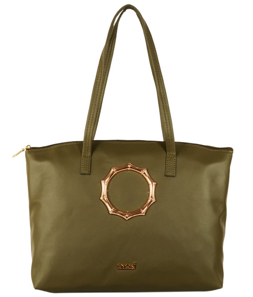     			Enoki - Green Faux Leather Tote Bag