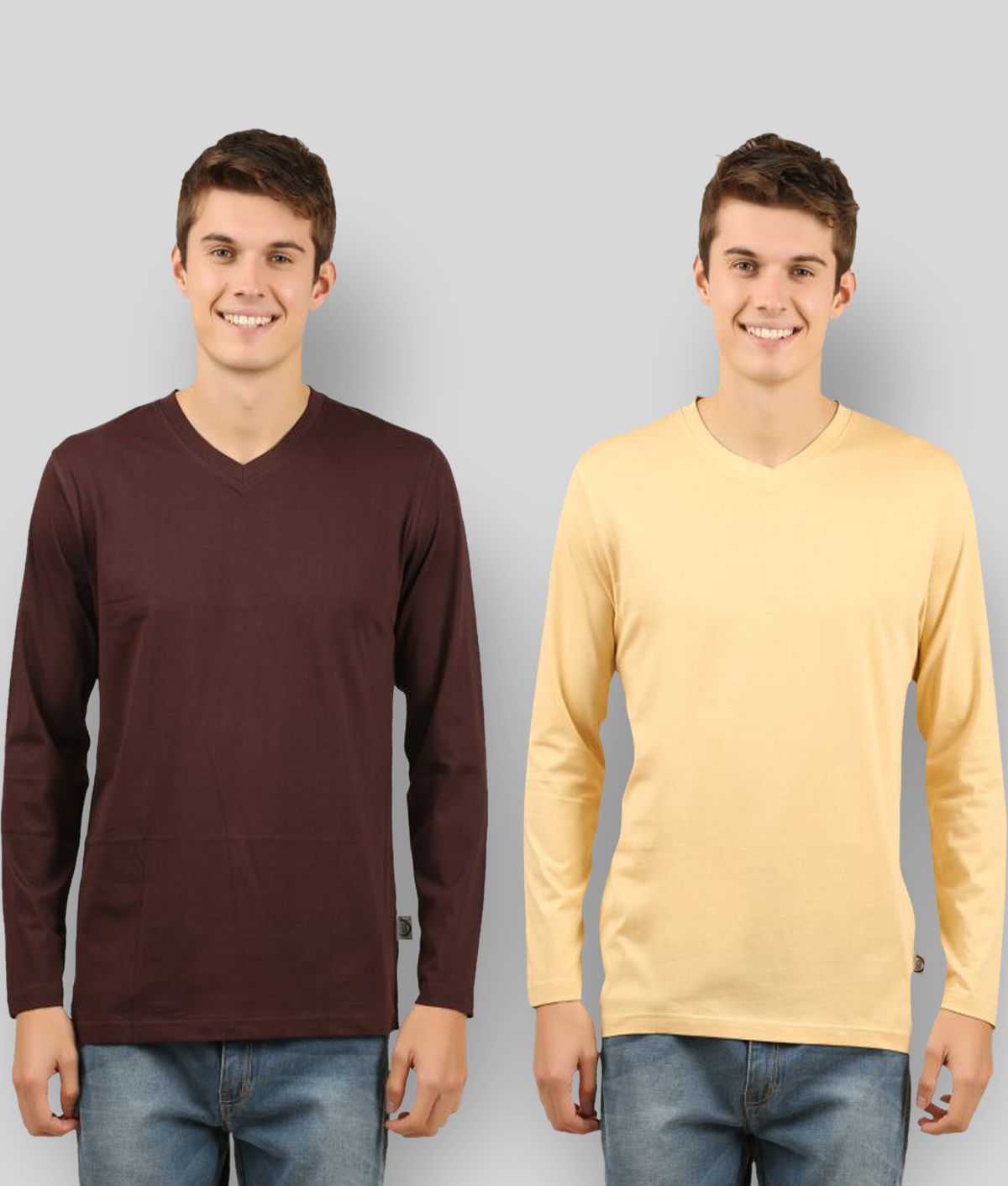     			Zebu Pack of 2 Polyester Regular Fit Men's T-Shirt ( Brown )