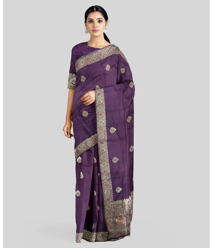     			OFLINE SELCTION - Purple Banarasi Silk Saree With Blouse Piece ( Pack of 1 )