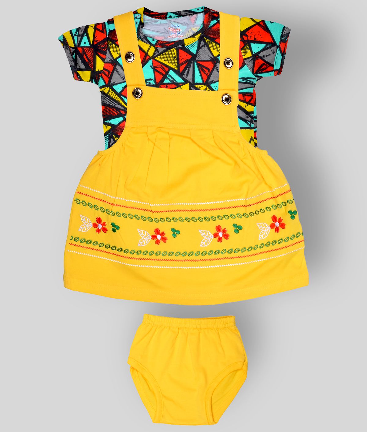     			Sathiyas - Yellow Cotton Baby Girl's Jumpsuit ( Pack of 1 )