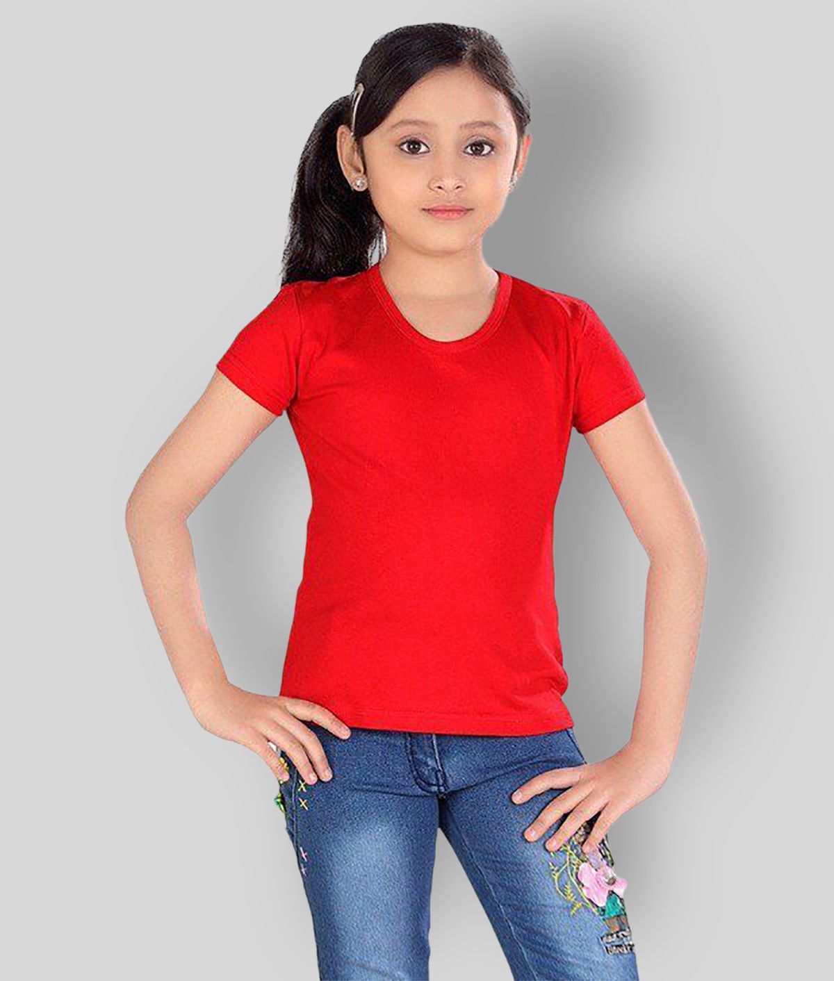     			Sini Mini - Red Cotton Girl's Top ( Pack of 1 )