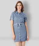 Miss Chase - Blue Cotton Women's Shirt Dress ( Pack of 1 )