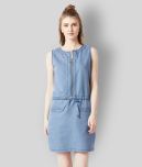 Miss Chase - Blue Denim Women's Shift Dress ( Pack of 1 )