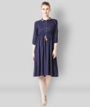 Miss Chase - Navy Blue Rayon Women's Shirt Dress ( Pack of 1 )