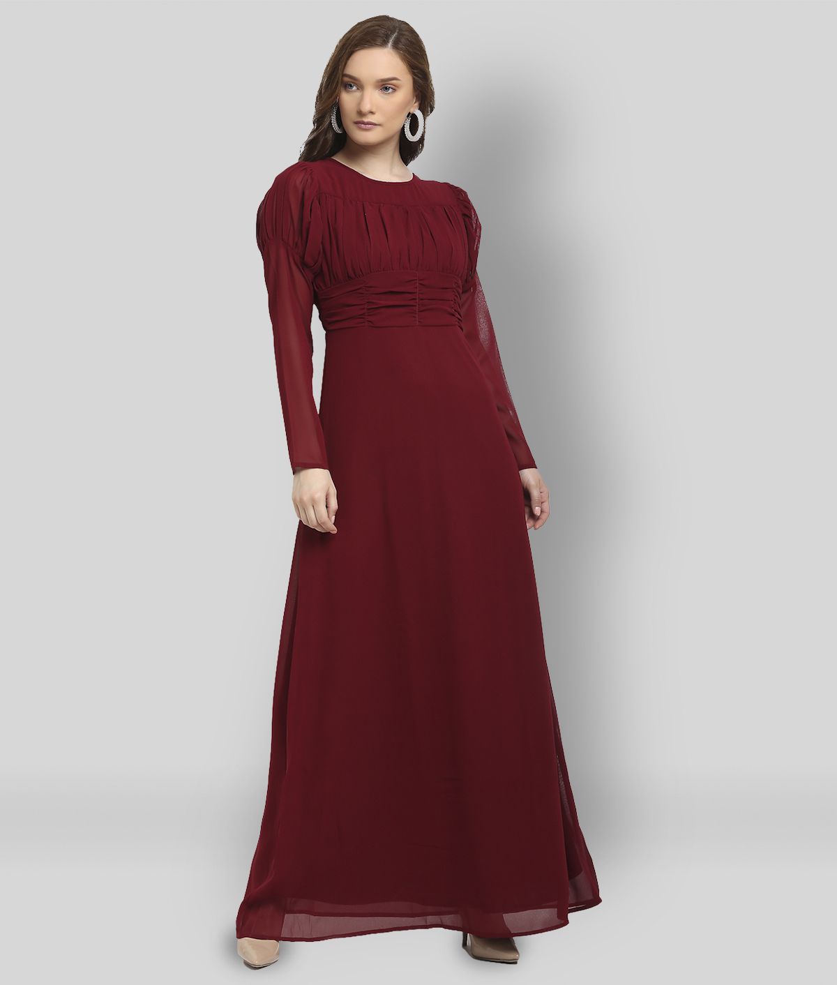 La Zoire - Maroon Cotton Blend Women's A- line Dress ( Pack of 1 )
