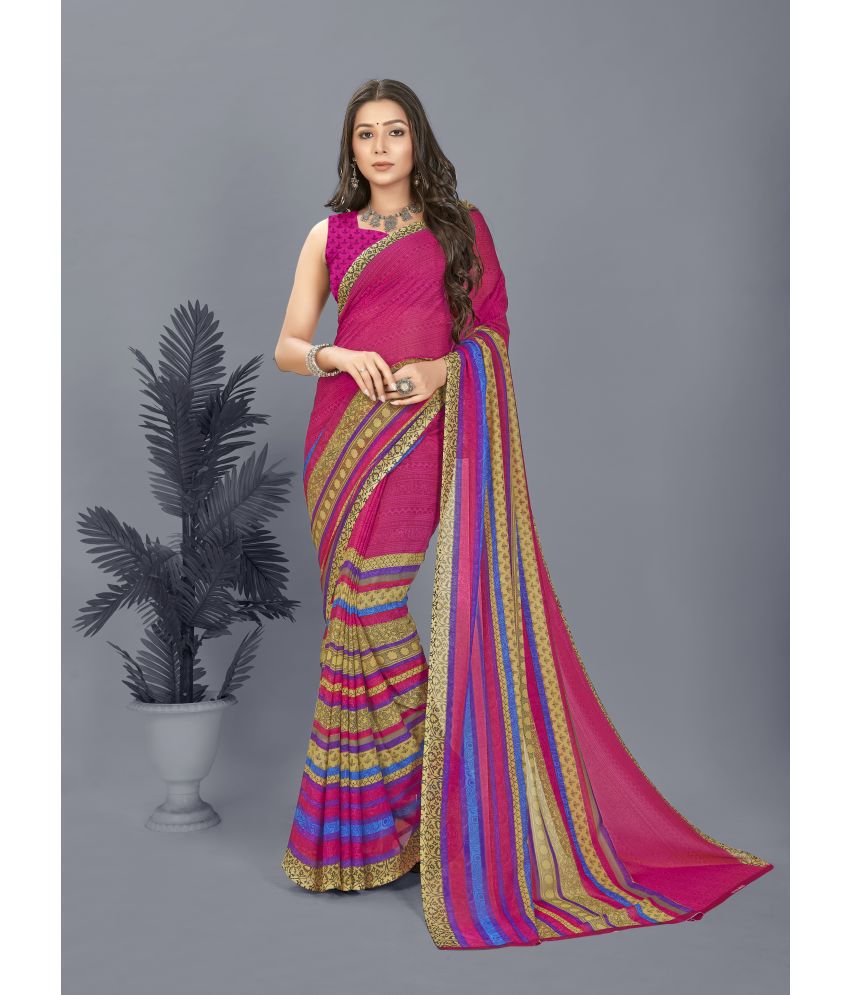     			Anand Sarees - Pink Georgette Saree With Blouse Piece ( Pack of 1 )