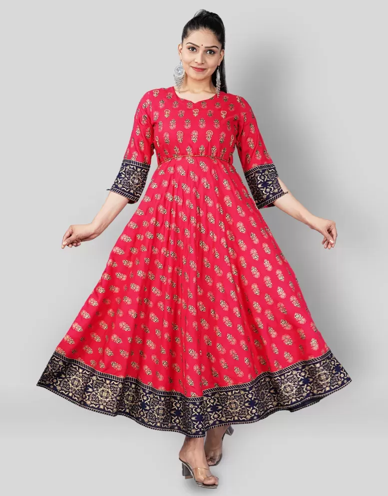 Mishree Collection  Pink Rayon Womens Anarkali Kurti  Pack of 1  Price  in India  Buy Mishree Collection  Pink Rayon Womens Anarkali Kurti   Pack of 1  Online at Snapdeal