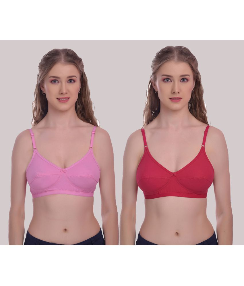     			Elina - Fluorescent Pink Cotton Non Padded Women's T-Shirt Bra ( Pack of 2 )