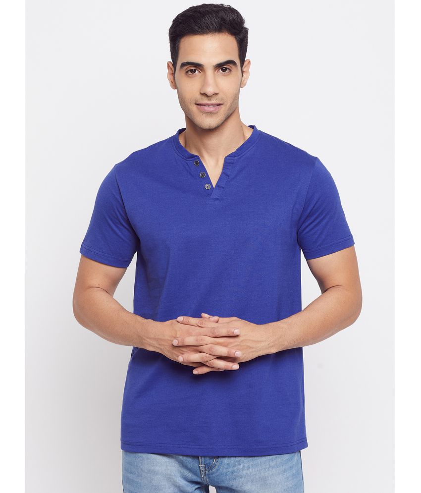     			HARBOR N BAY - Blue Cotton Blend Regular Fit Men's T-Shirt ( Pack of 1 )