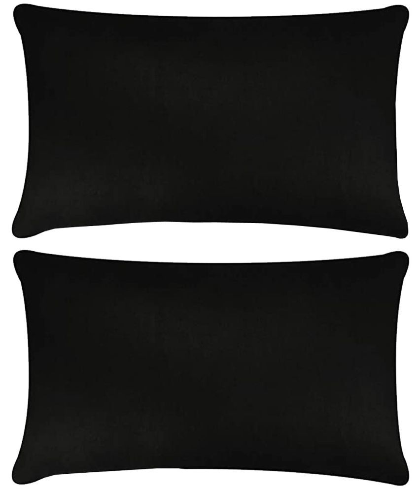     			PINDIA Pack of 2 Black Pillow Cover