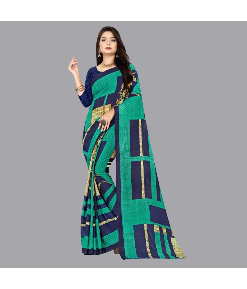     			Anand Sarees - Green Georgette Saree With Blouse Piece ( Pack of 1 )