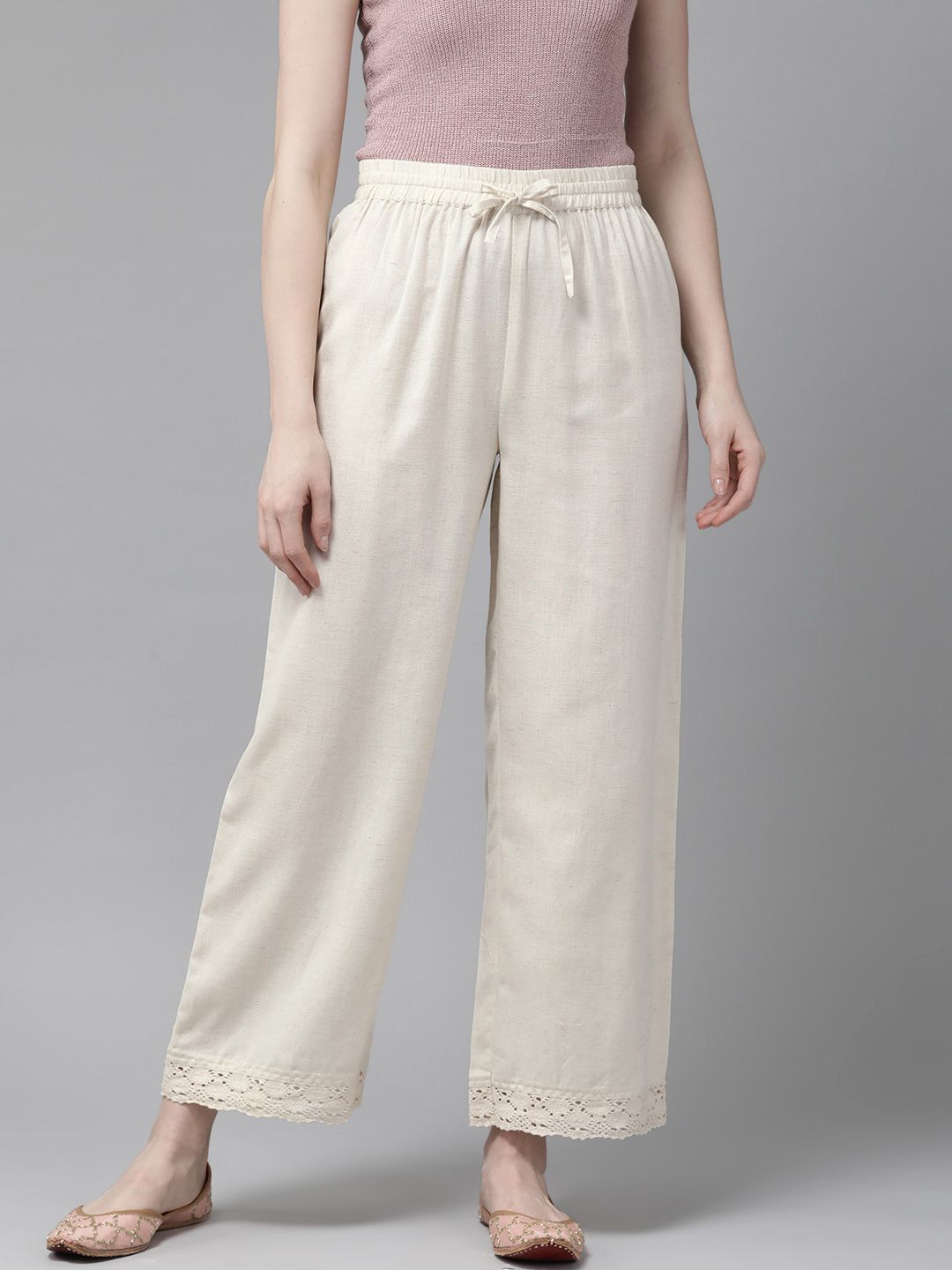     			Juniper - Off White Rayon Wide leg Women's Palazzos ( Pack of 1 )