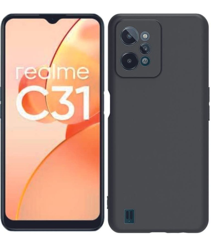     			Kosher Traders - Black Silicon Plain Back Cover Compatible For Realme C31 ( Pack of 1 )