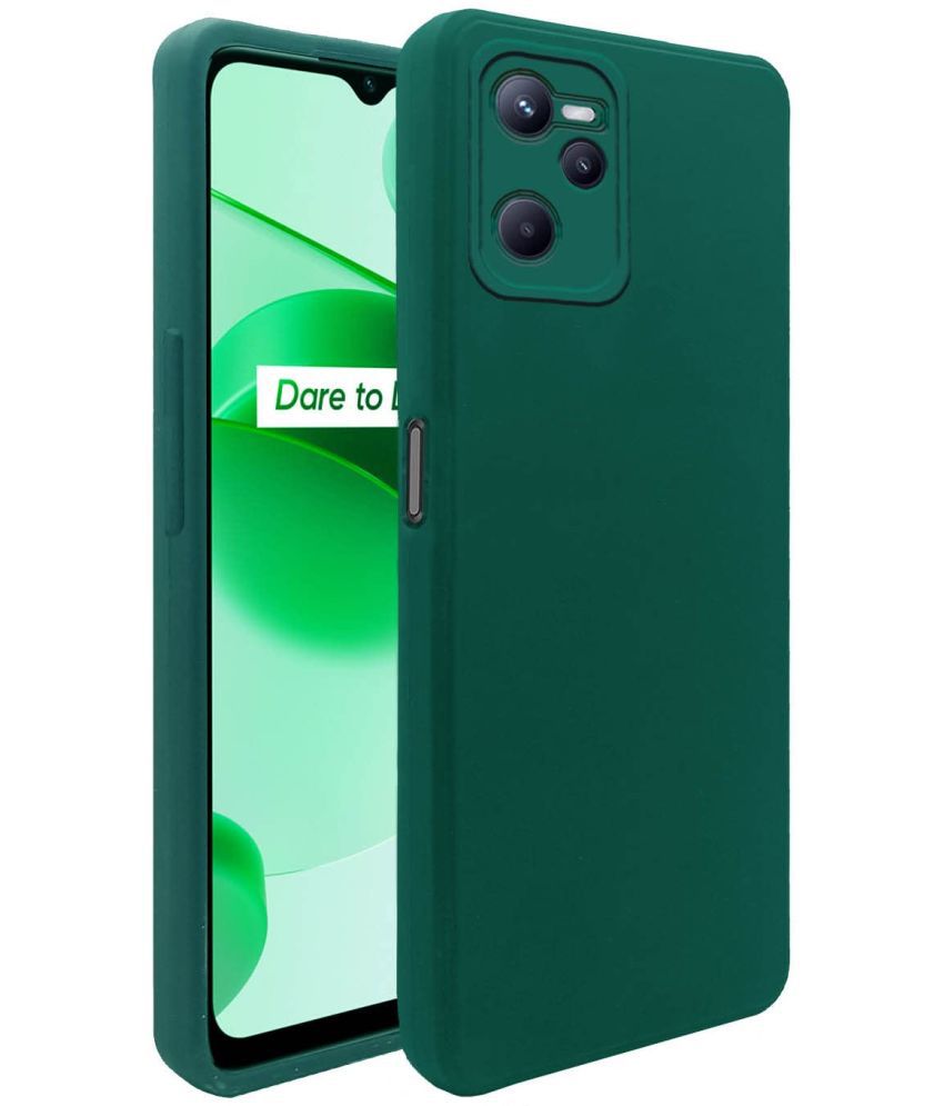     			Kosher Traders - Green Silicon Plain Back Cover Compatible For Realme C35 ( Pack of 1 )