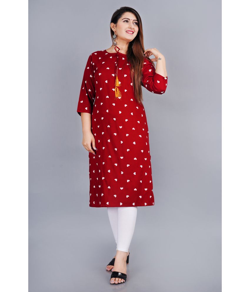     			SIPET - Red Rayon Women's Straight Kurti ( Pack of 1 )