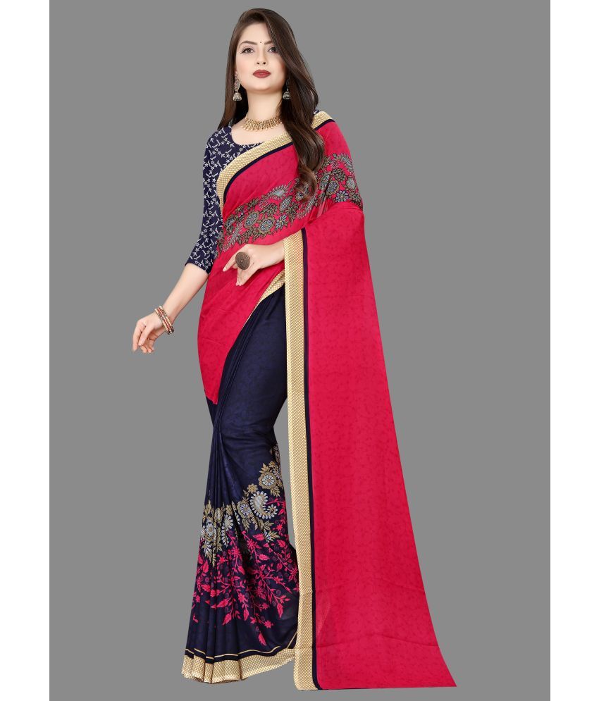     			ANAND SAREES - Pink Georgette Saree With Blouse Piece ( Pack of 1 )