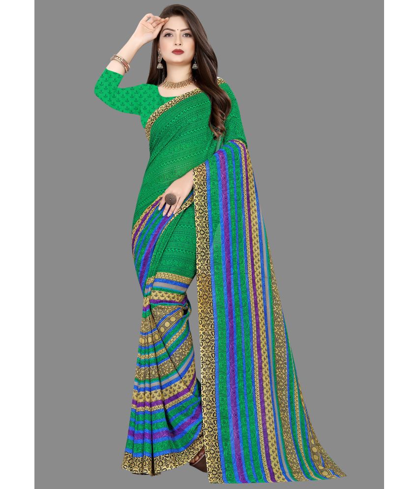     			Anand Sarees - Green Georgette Saree With Blouse Piece ( Pack of 1 )