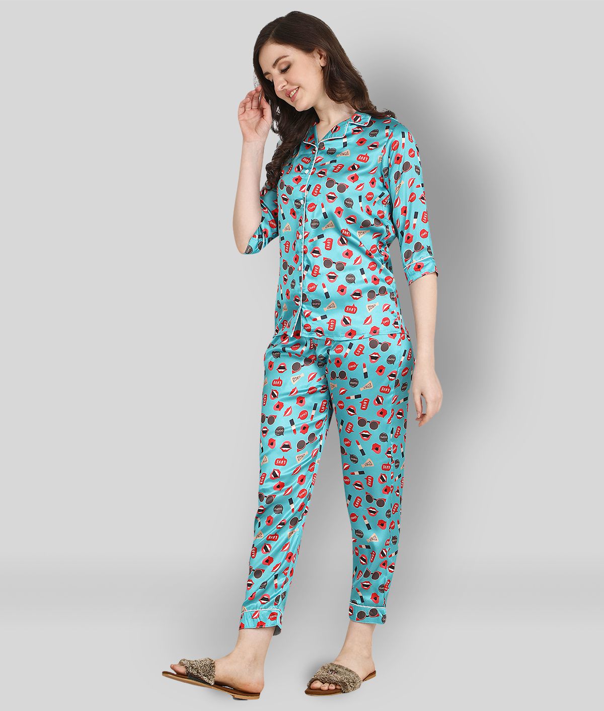 Buy Berrylicious - Blue Satin Women's Nightwear Nightsuit Sets ( Pack of 1  ) Online at Best Prices in India - Snapdeal