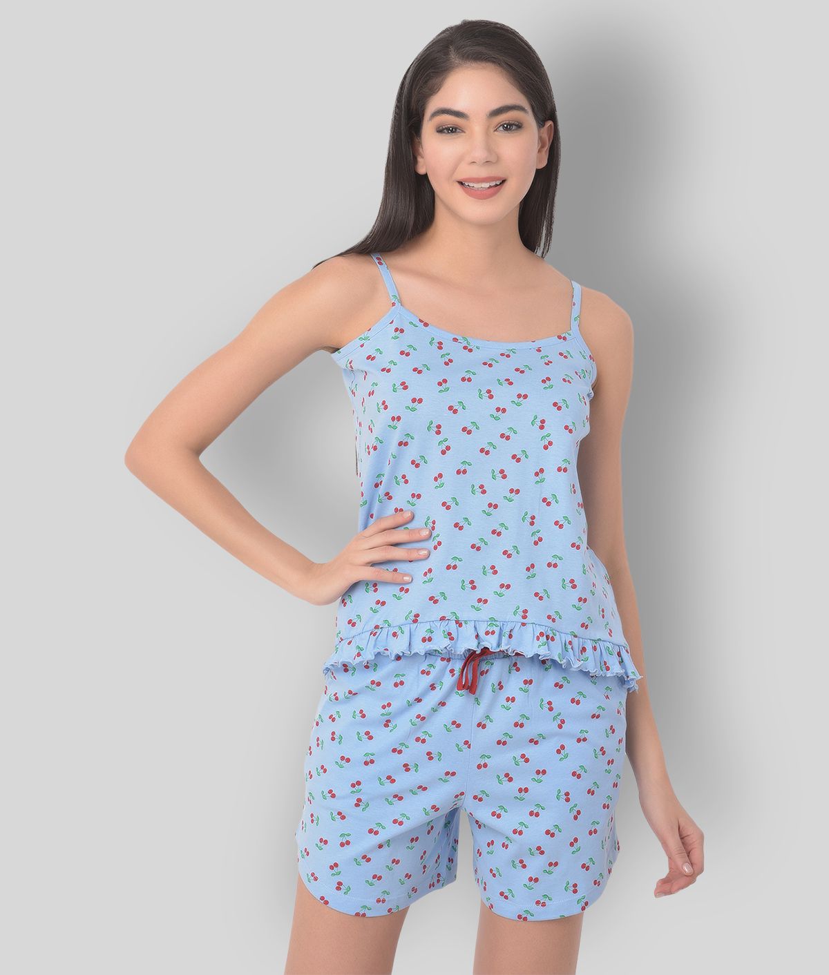     			Clovia - Blue Cotton Women's Nightwear Nightsuit Sets