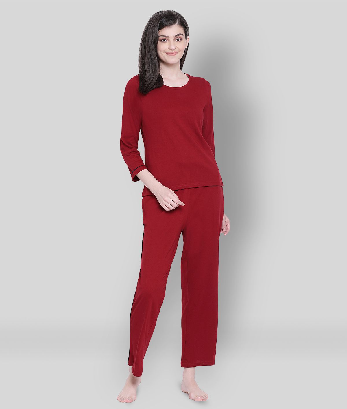     			Clovia - Red Cotton Women's Nightwear Nightsuit Sets ( Pack of 1 )