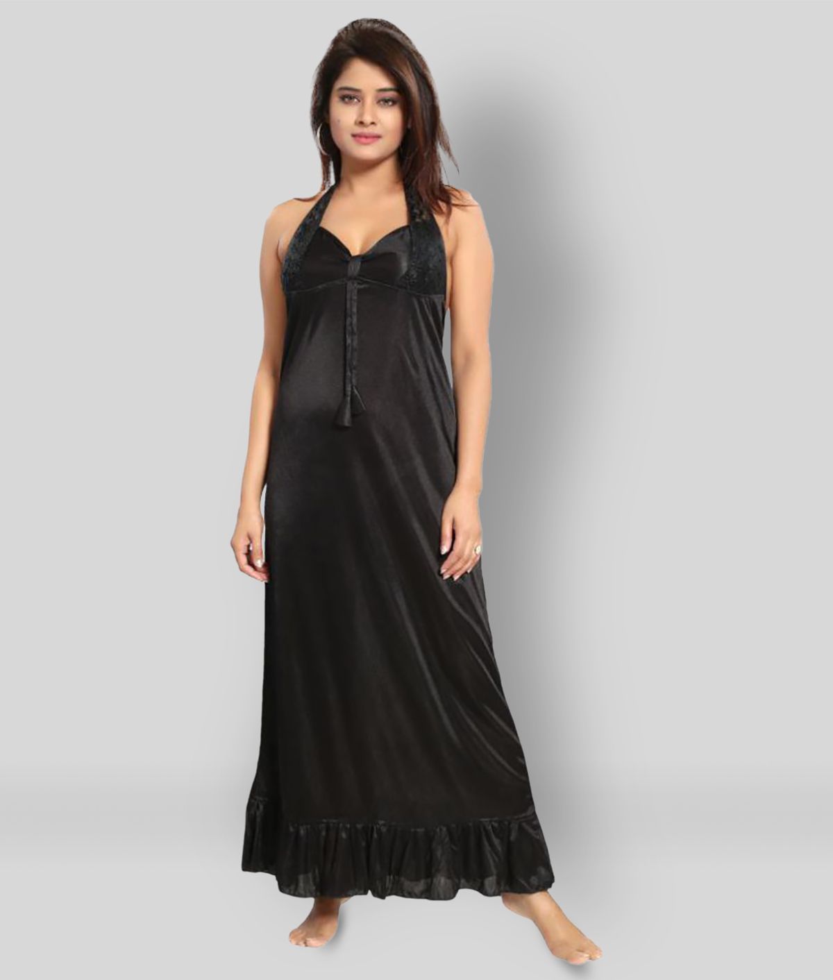     			Reposey - Black Satin Women's Nightwear Night Dress ( Pack of 2 )