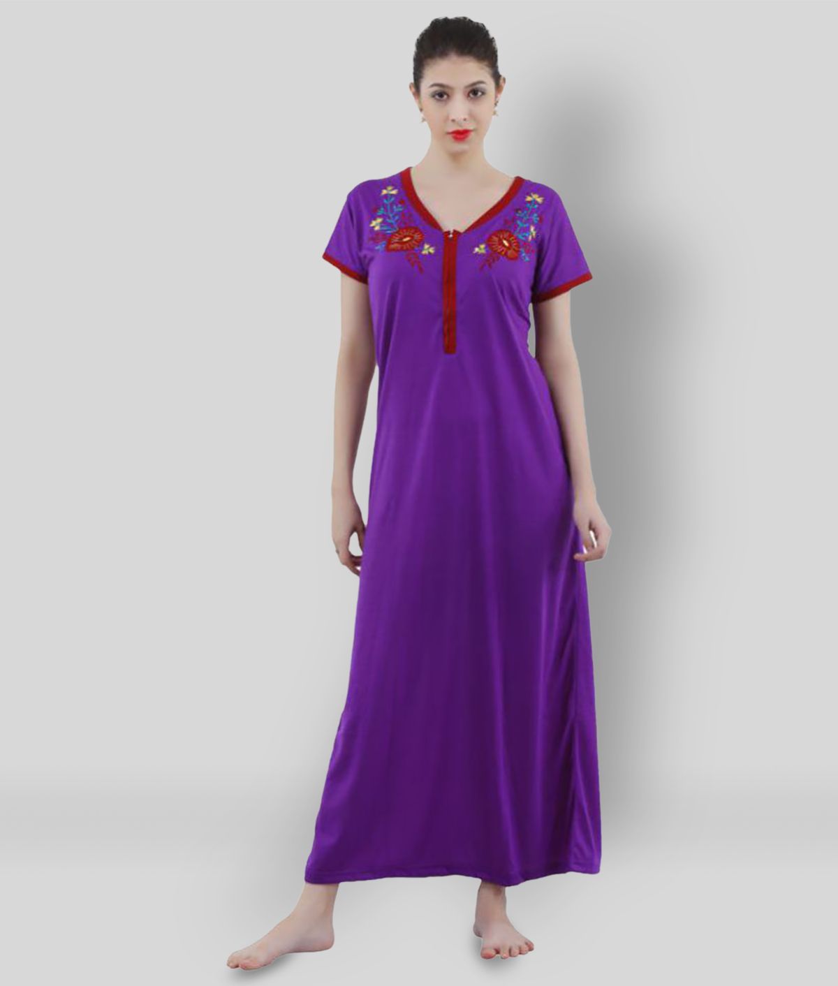     			Reposey - Purple Viscose Women's Nightwear Nighty & Night Gowns ( Pack of 1 )