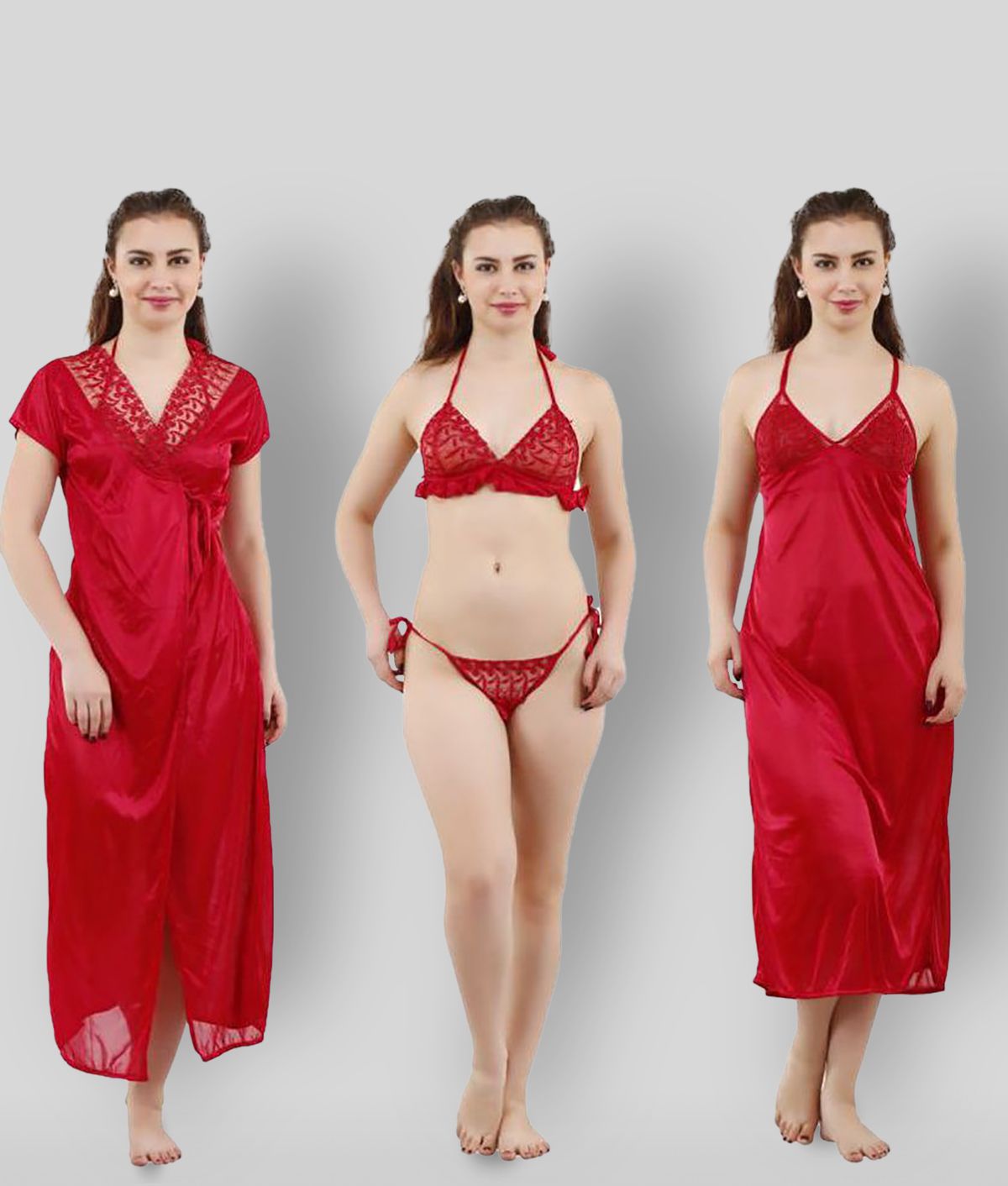     			Reposey - Red Satin Women's Nightwear Night Dress ( Pack of 1 )