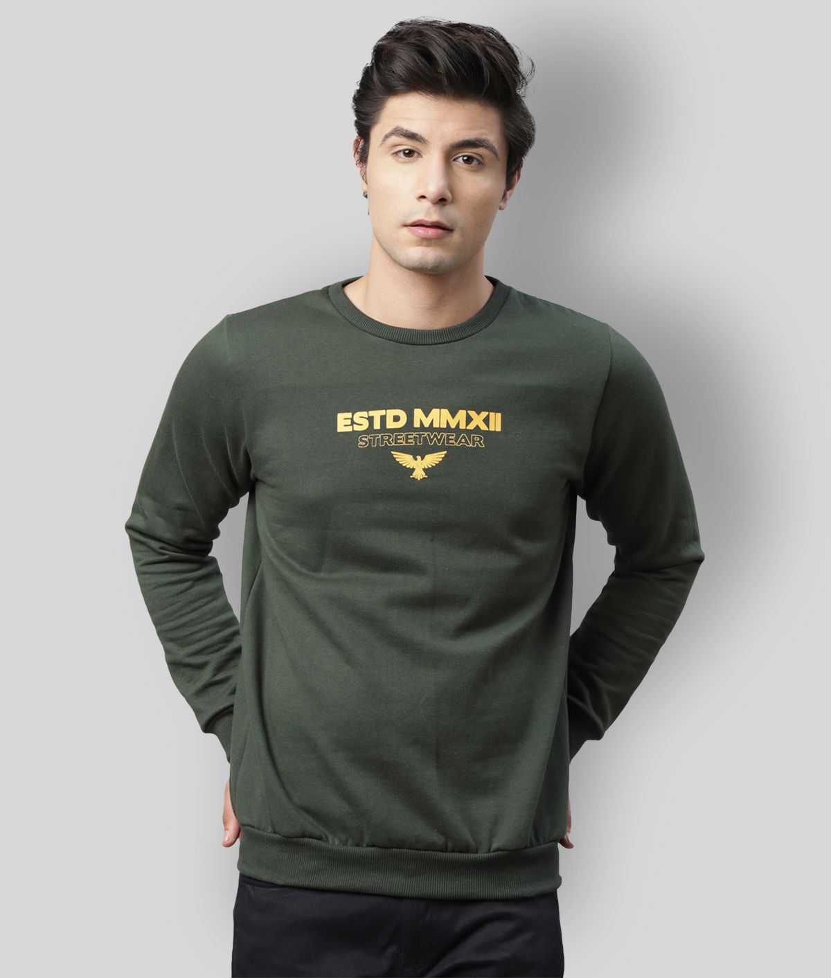     			Rigo - Green Fleece Regular Fit Men's Sweatshirt ( Pack of 1 )