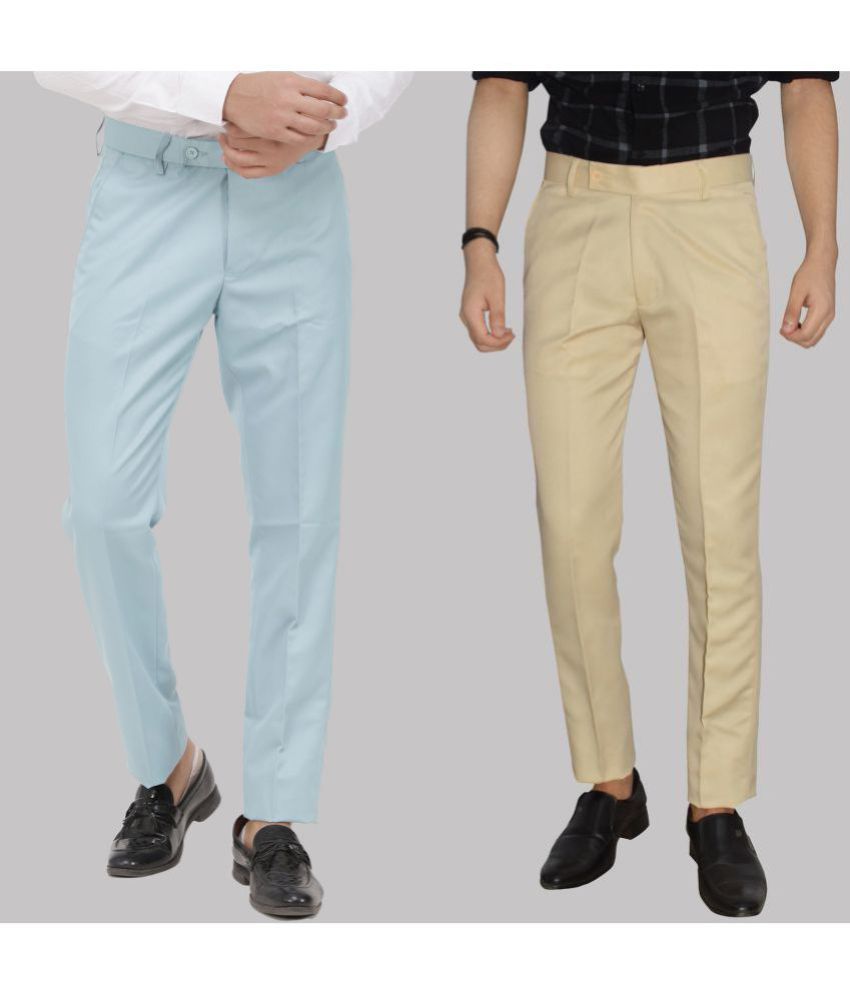     			Kundan - Multicolor Cotton Blend Regular - Fit Men's Formal Pants ( Pack of 2 )