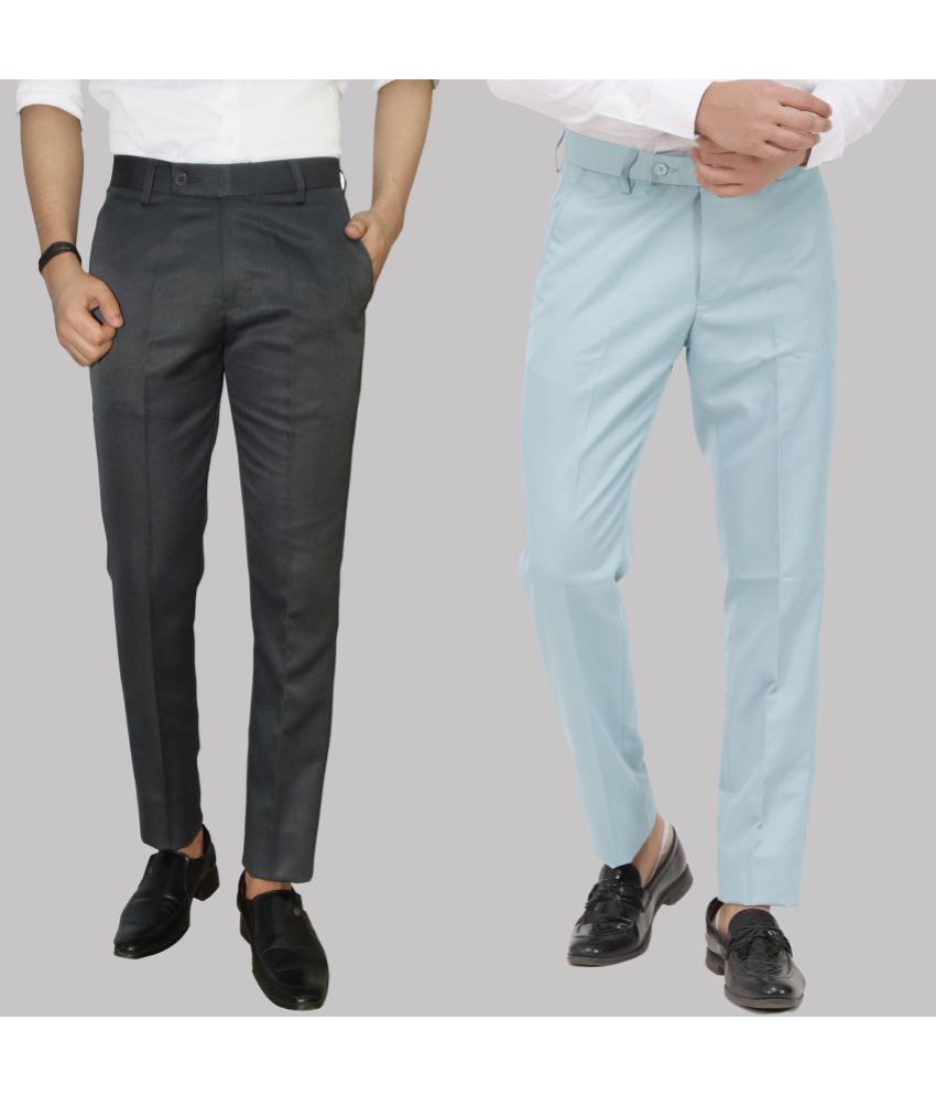     			Kundan - Multicolor Cotton Blend Regular - Fit Men's Formal Pants ( Pack of 2 )