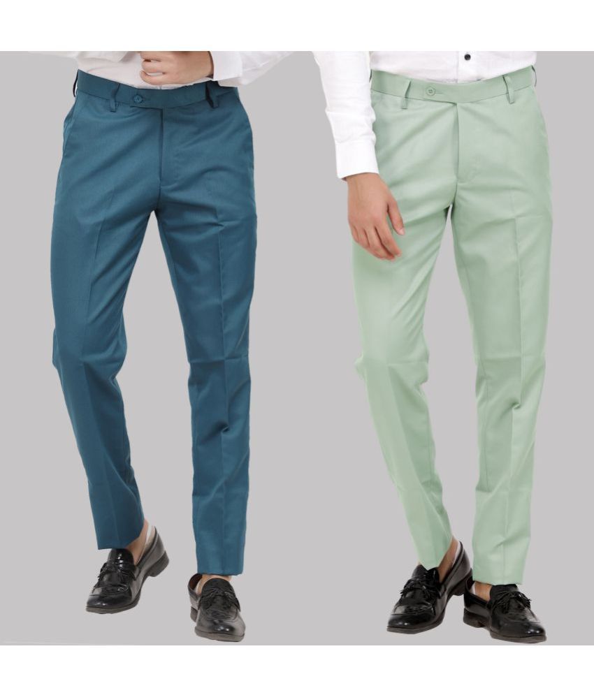     			Kundan - Multicolor Cotton Blend Regular - Fit Men's Formal Pants ( Pack of 2 )