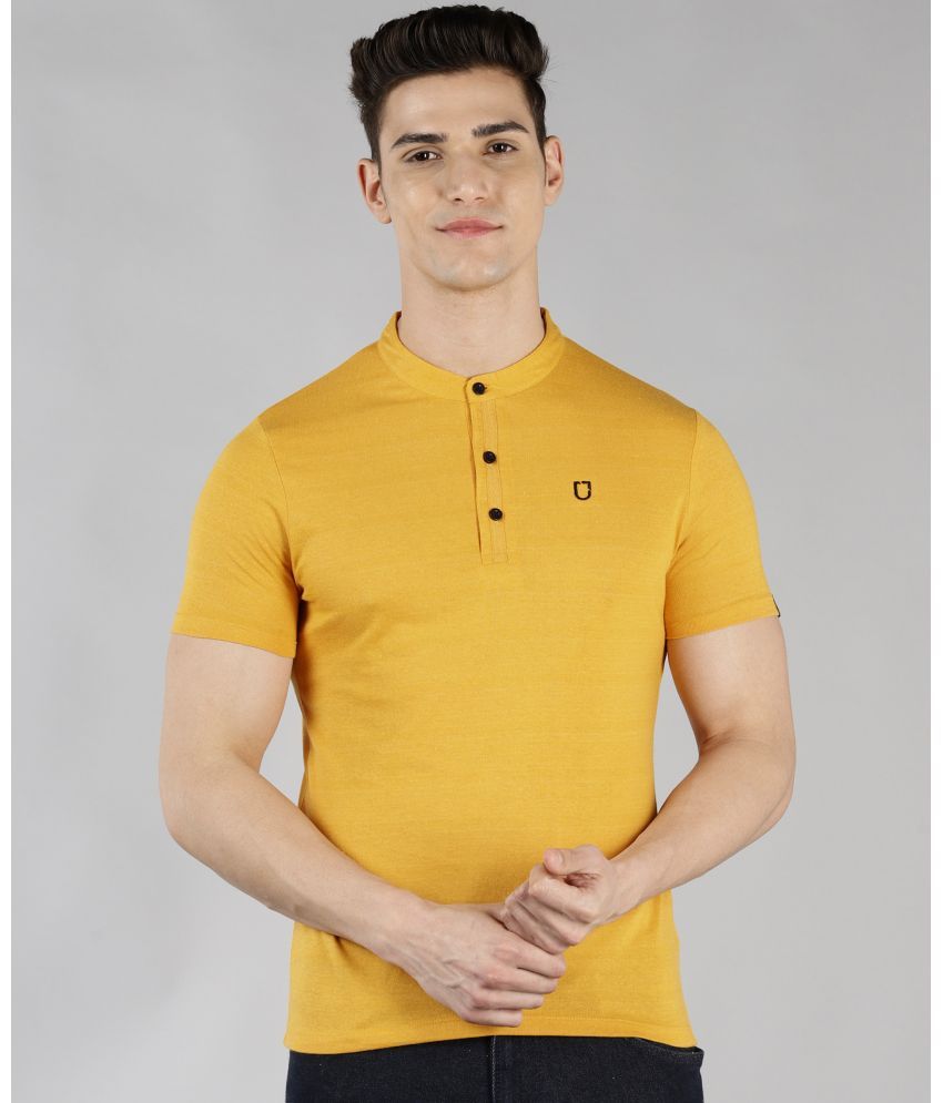     			Urbano Fashion - Mustard Cotton Slim Fit Men's T-Shirt ( Pack of 1 )