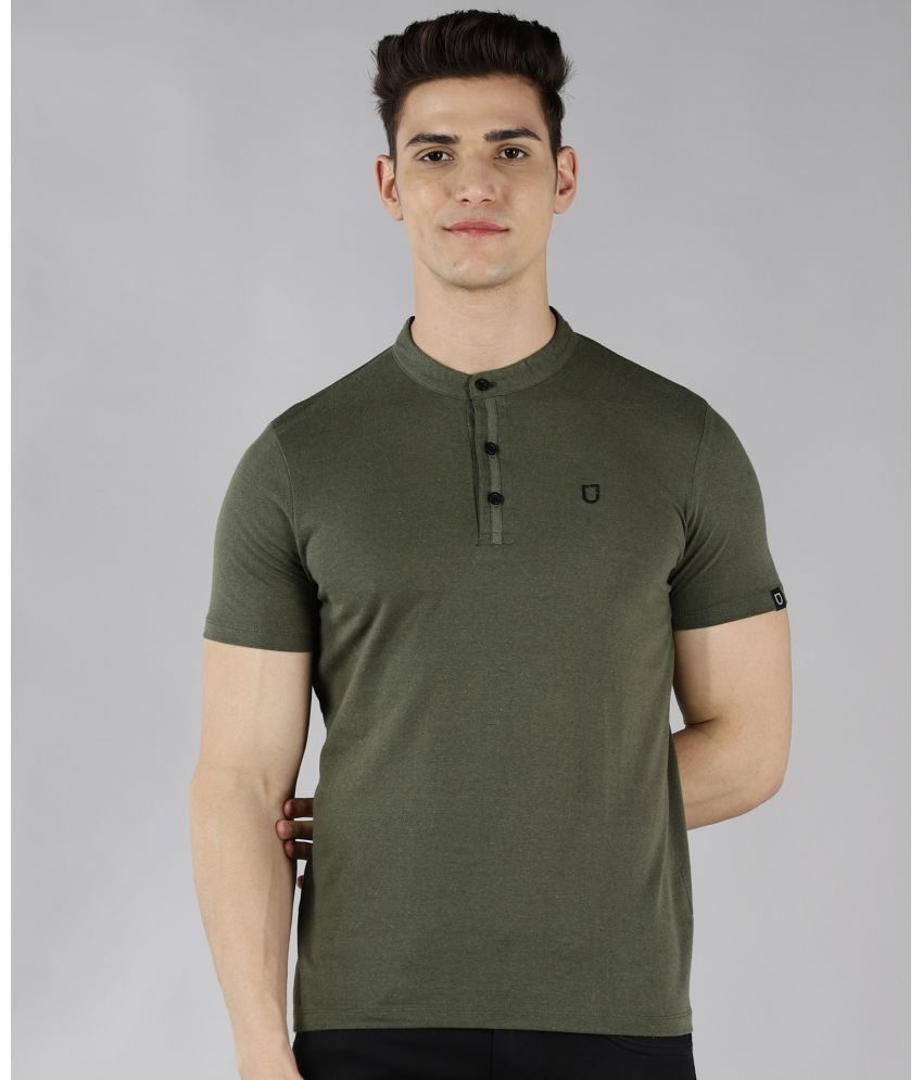     			Urbano Fashion - Olive Cotton Slim Fit Men's T-Shirt ( Pack of 1 )