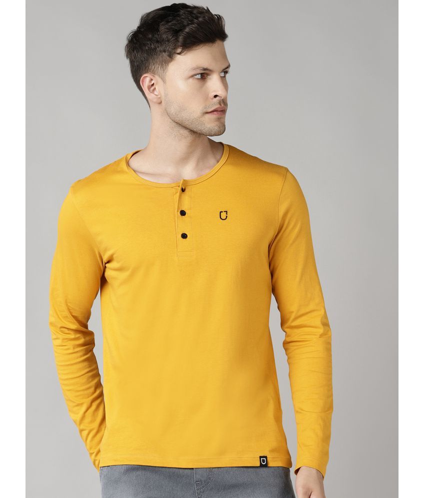     			Urbano Fashion - Yellow Cotton Slim Fit Men's T-Shirt ( Pack of 1 )