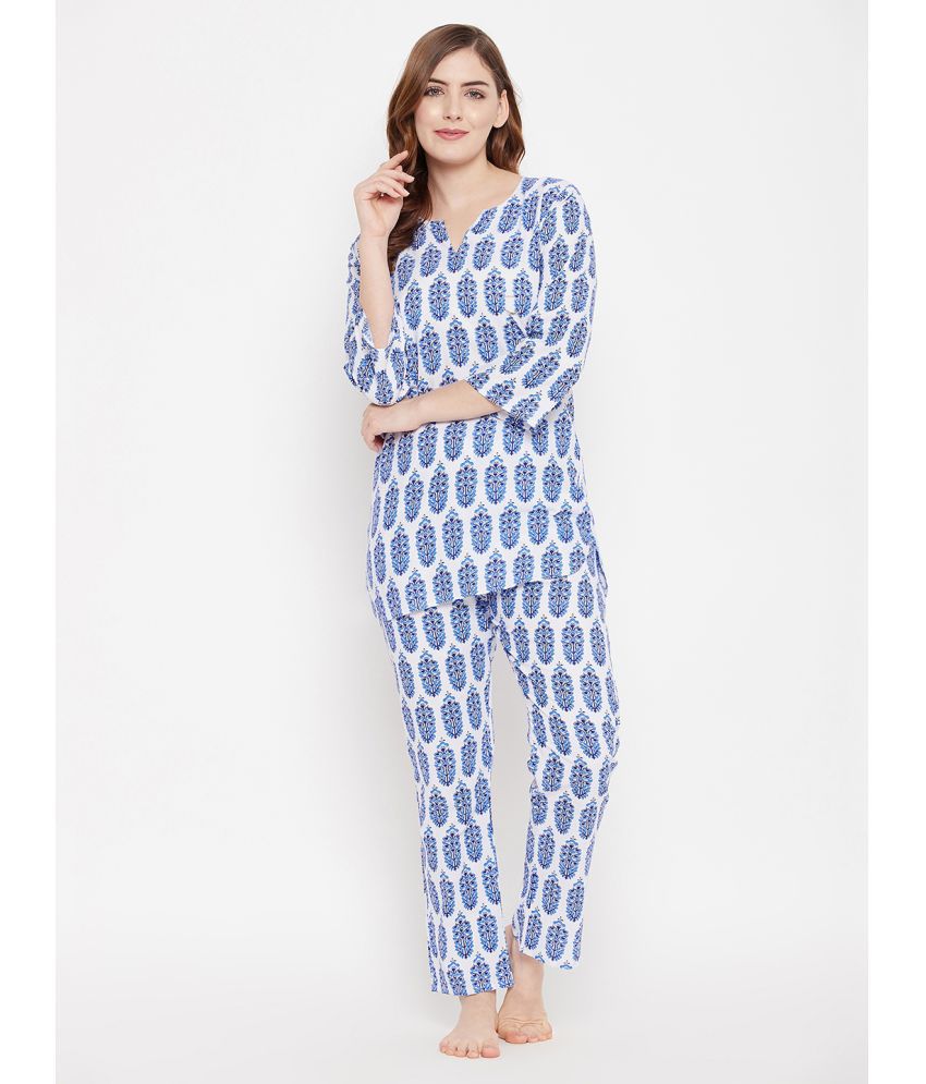     			Clovia - Blue Cotton Women's Nightwear Nightsuit Sets ( Pack of 1 )