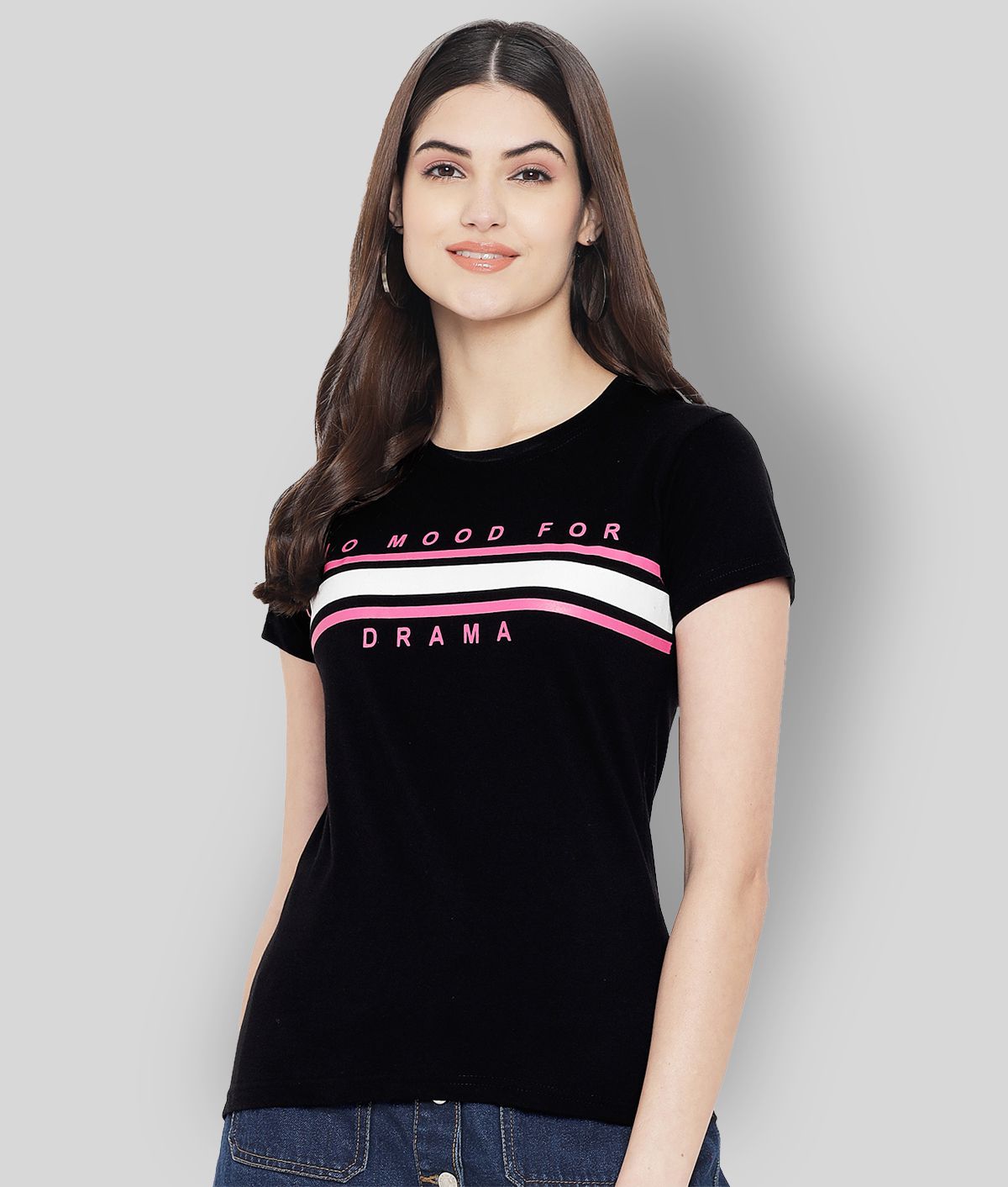     			Fabflee - Black Cotton Regular Fit Women's T-Shirt ( Pack of 1 )