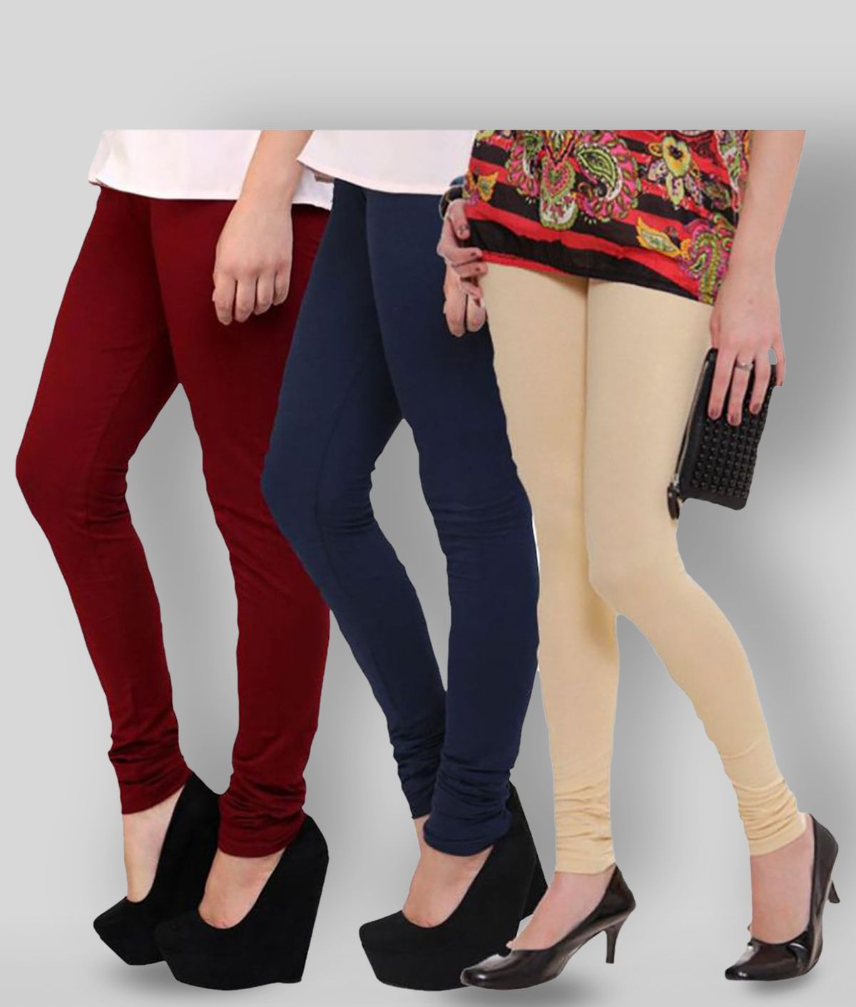     			Famaya - Multicolor Cotton Women's Leggings ( Pack of 3 )