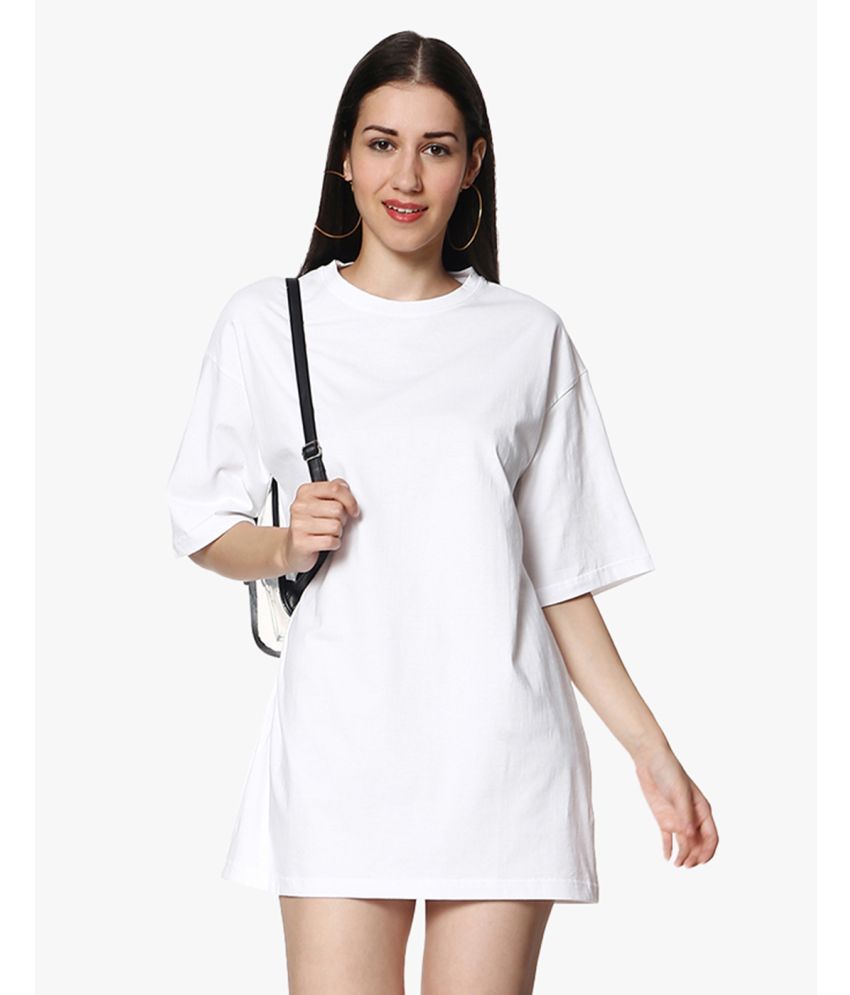     			BLANCD - White Cotton Women's T-shirt Dress ( Pack of 1 )