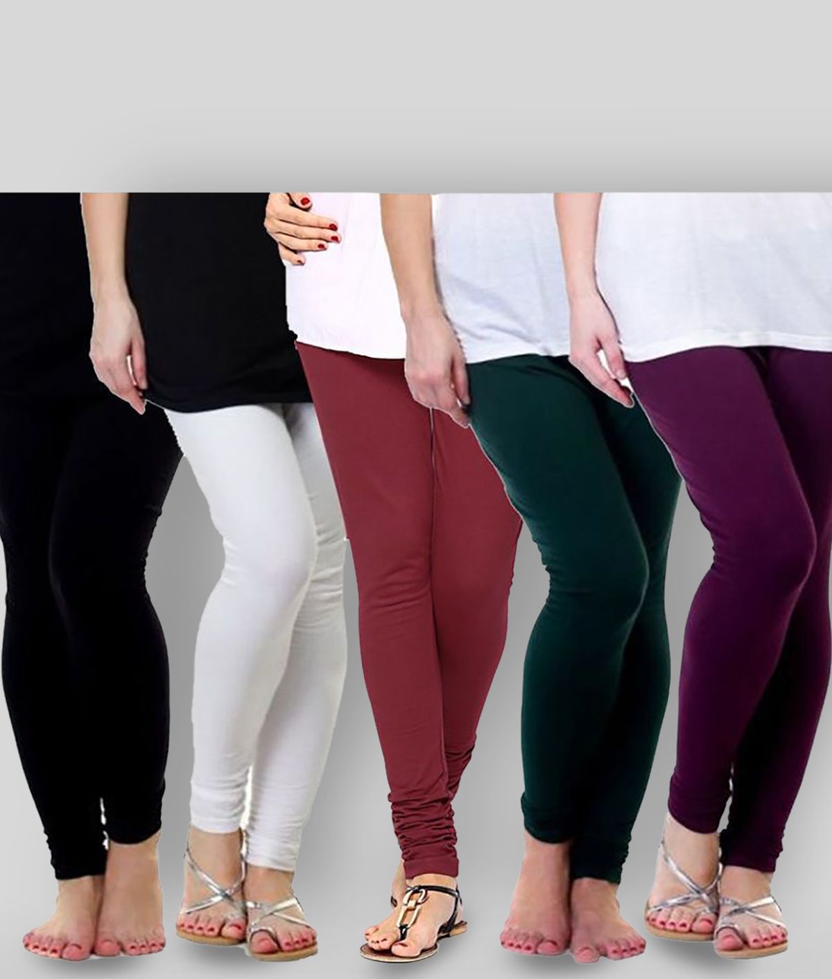     			FnMe - Multicolor Cotton Blend Women's Leggings ( Pack of 5 )