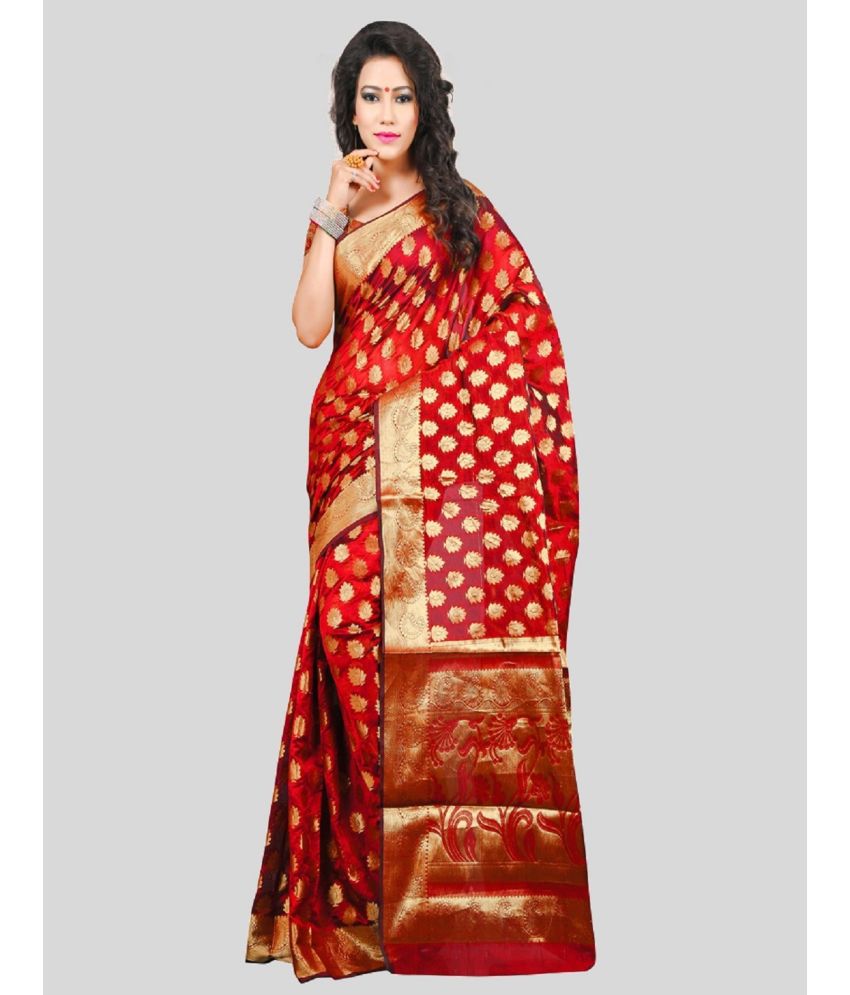     			Gazal Fashions - Red Silk Saree With Blouse Piece ( Pack of 1 )