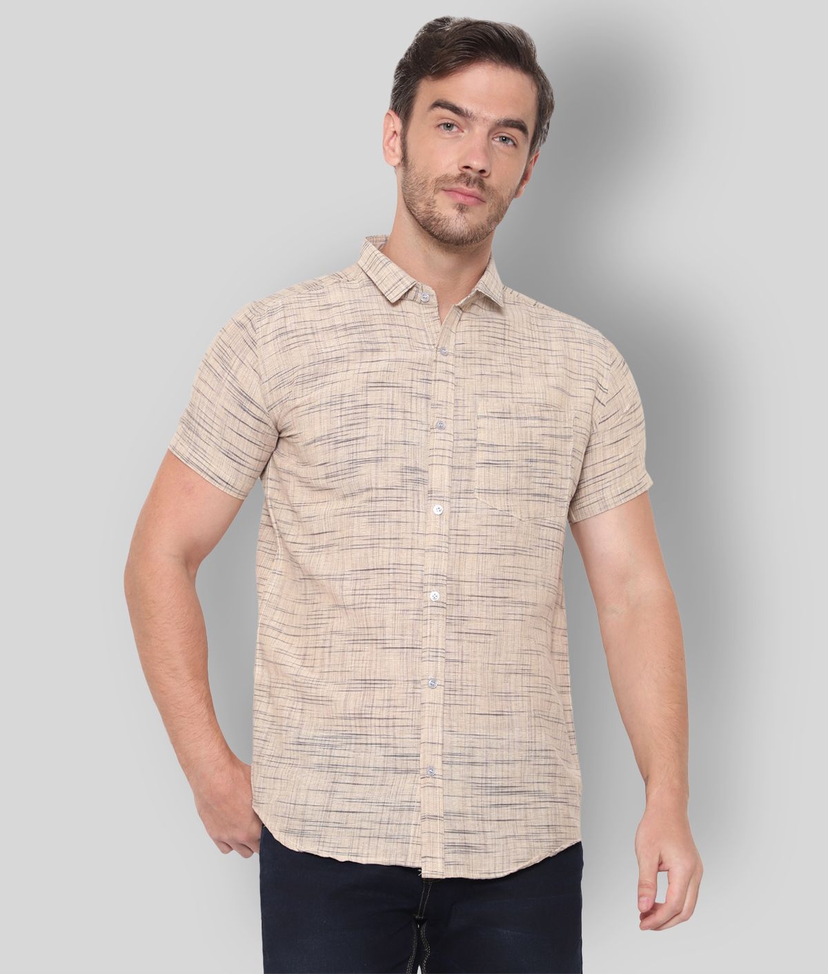     			Latest Chikan - Beige Cotton Blend Regular Fit Men's Casual Shirt (Pack of 1)