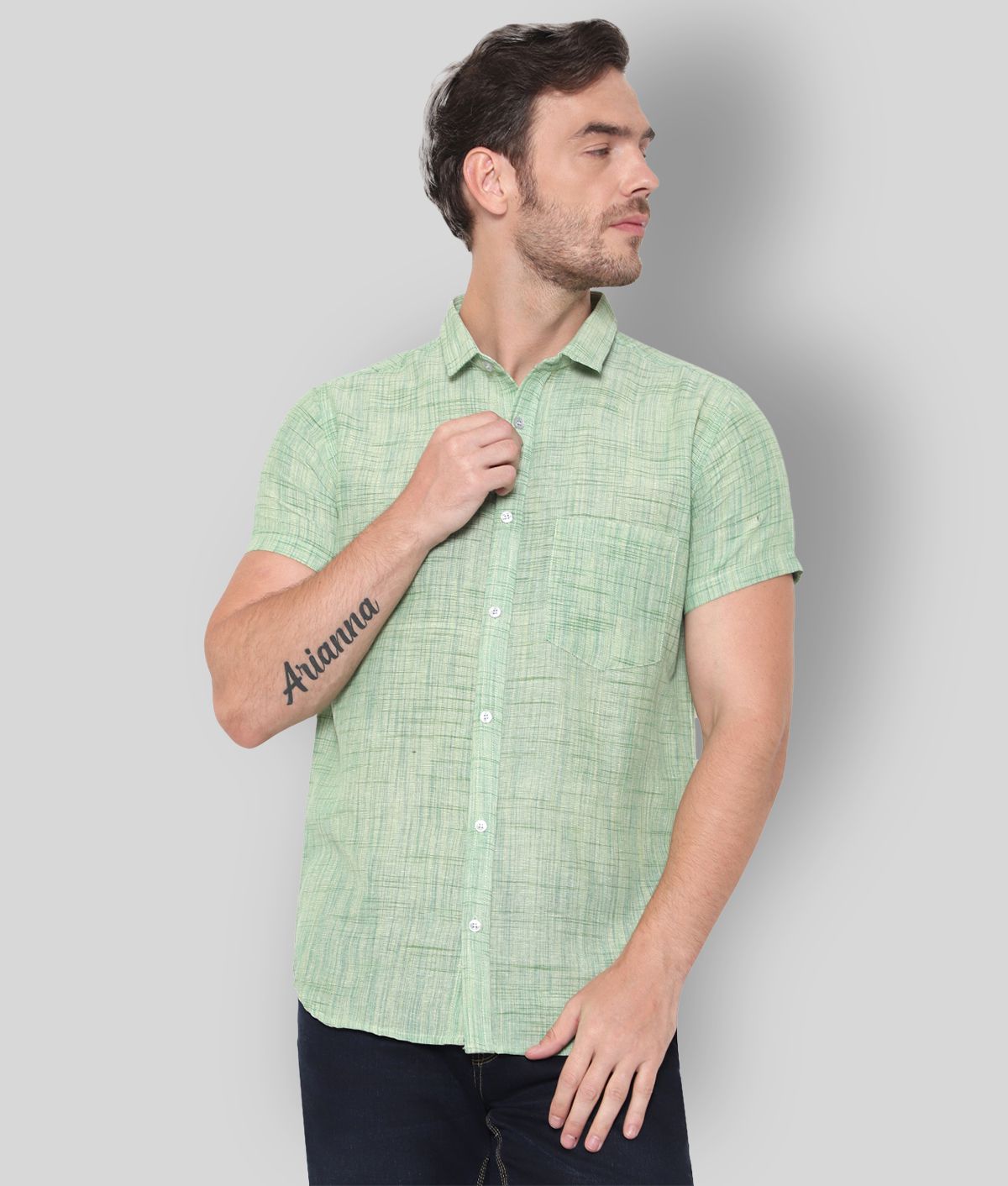     			Latest Chikan - Green Cotton Blend Regular Fit Men's Casual Shirt (Pack of 1)