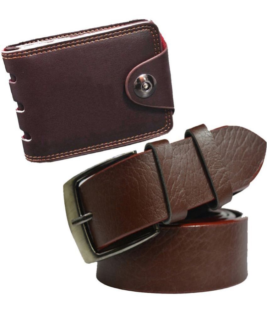 SUNSHOPPING - PU Men's Belts Wallets Set ( Pack of 2 )